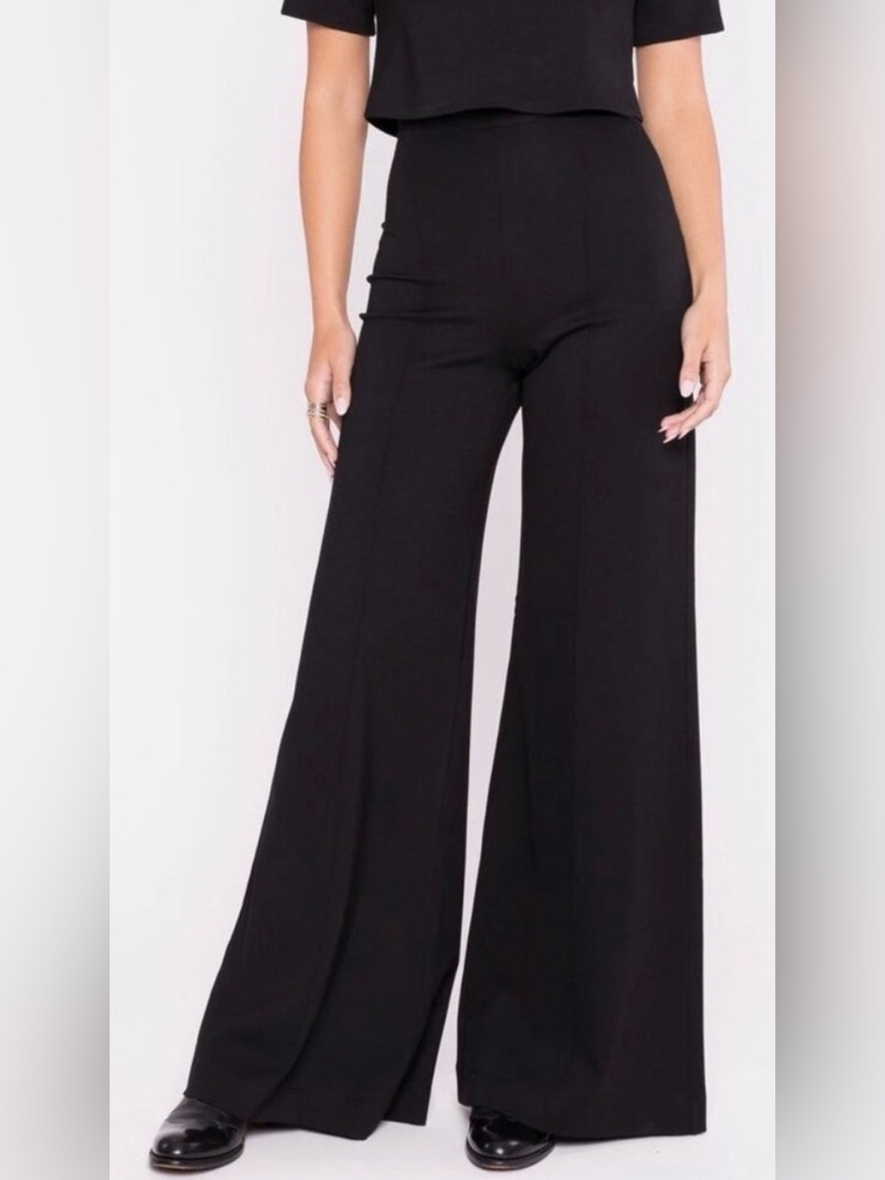 Ripley Rader knit Ponte wide leg pants Sz 3 (6-8) long black business career